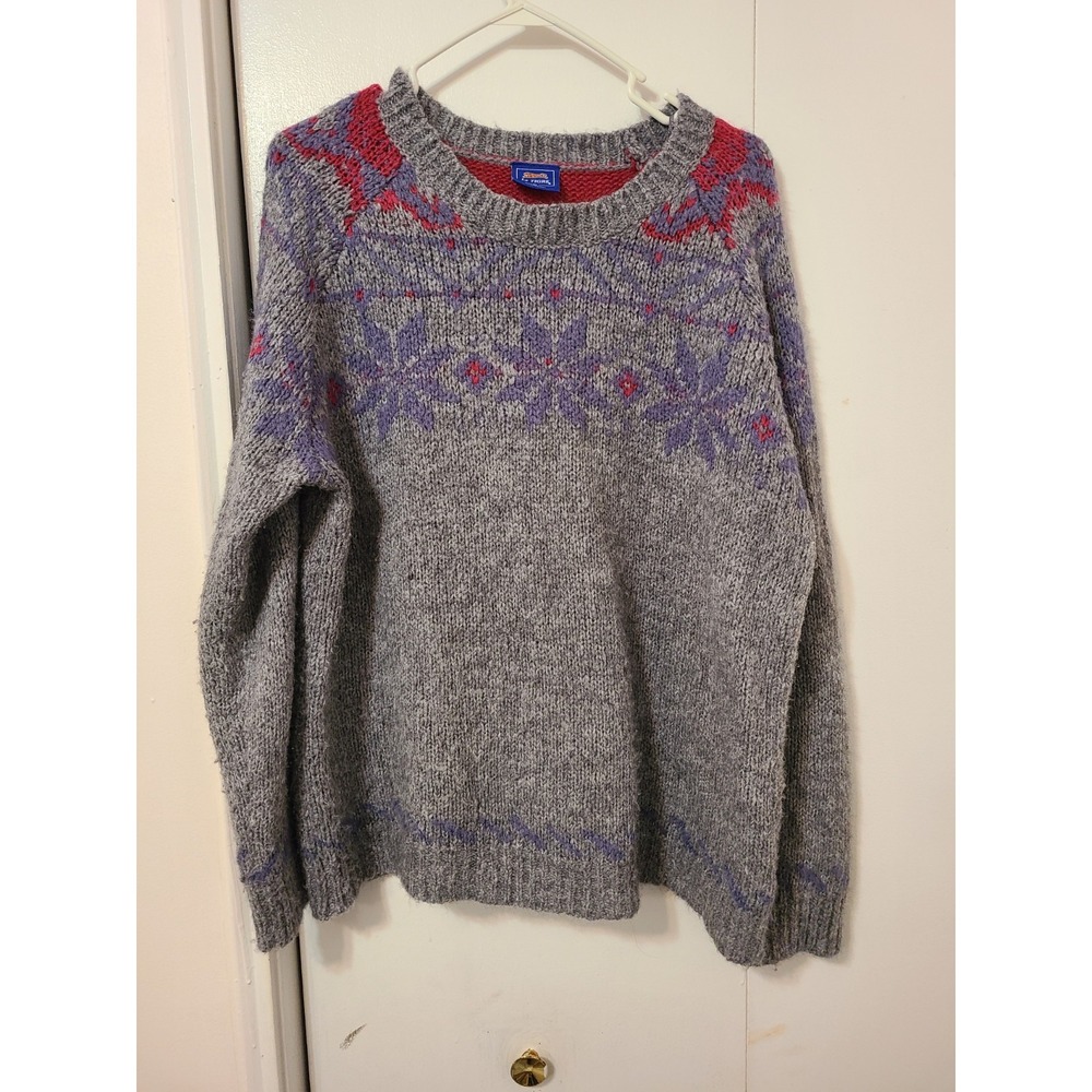 Le Tigre Vintage Snowflake Fair Isle Wool Blend Sweater. XL